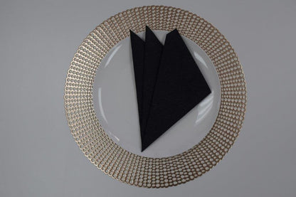 16" Round Placemats (Set of 4), 12 Prefolded 3 ply Napkins, 2 Matching Taper Candles, 2 Glass Candle Holders (Silver)
