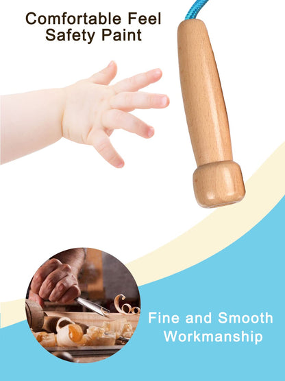 Lorvain Jump Rope for Kids, Adjustable Kids Jump Ropes for Girls Boys Toddler Fitness, Cotton Skipping Rope with Wooden Handle for Outdoor Fun Activities Exercise