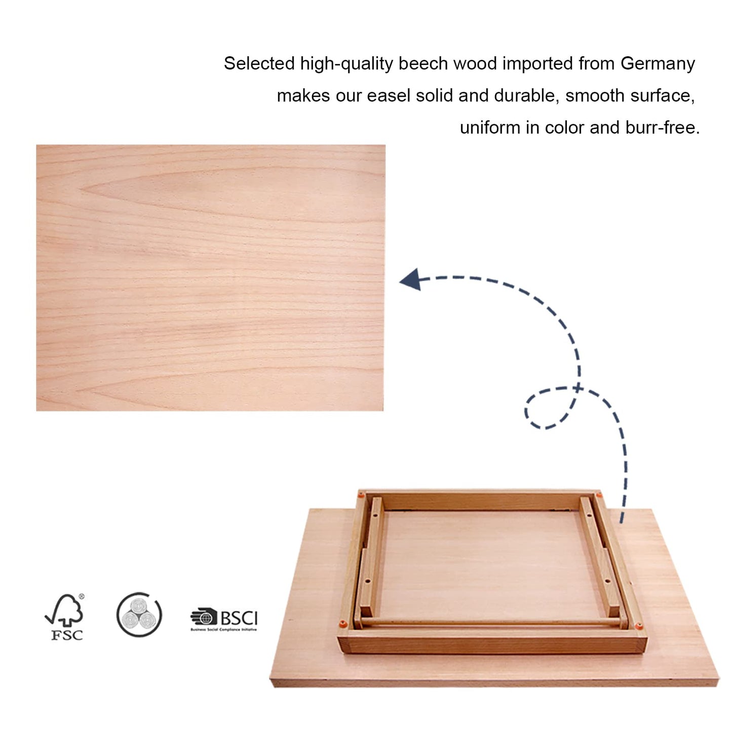 Large Artist Drawing & Sketching Board, 6-Position Adjustable Wood Drafting Table Easel, 24.8" L x 16.5" W (A2) Art Easel for Artist, Beginners, Students