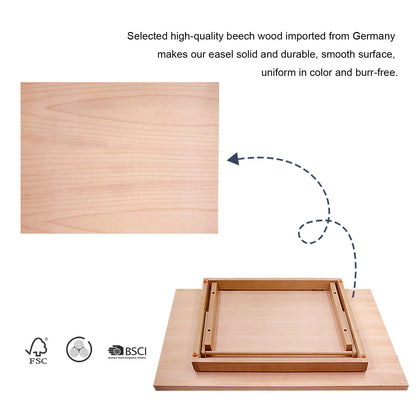 Large Artist Drawing & Sketching Board, 6-Position Adjustable Wood Drafting Table Easel, 24.8" L x 16.5" W (A2) Art Easel for Artist, Beginners, Students