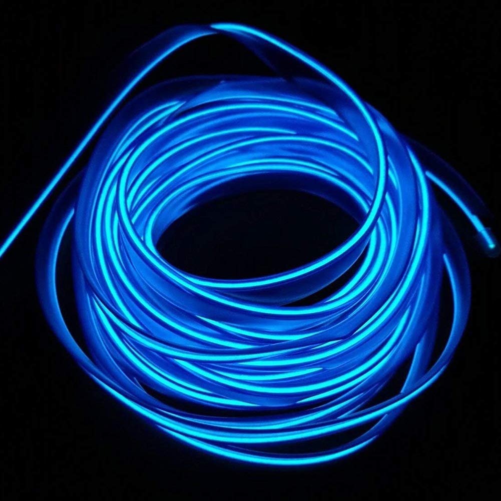 ABALDI El Wire Neon Light Car Interior LED Lights, Ambient Lighting Kits for Xmas Halloween Christmas Car Decoration(5M/16FT, Blue)