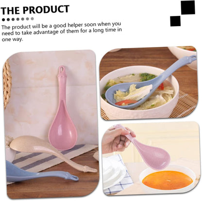 4pcs Wheat Straw Soup Spoon Set, Japanese Ramen Chinese Spoons, Unbreakable Kitchen Cutlery for Soup and Porridge