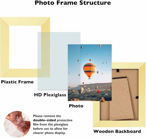 JCJMY Gold 3x4 Picture Frame - Versatile Wall or Tabletop Display with Shatter-Resistant Plexiglass
