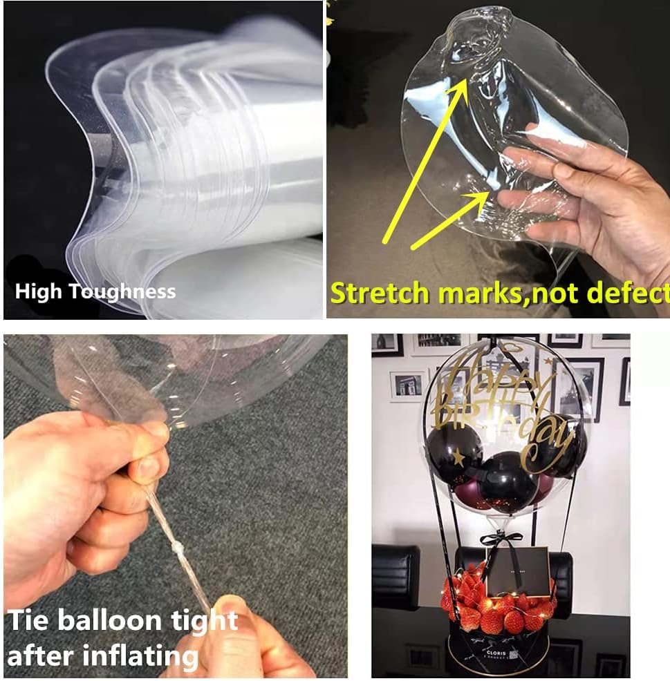 Clear Balloons for Stuffing, 15 Pack Wide Neck Pre Stretched Fillable BoBo Balloons