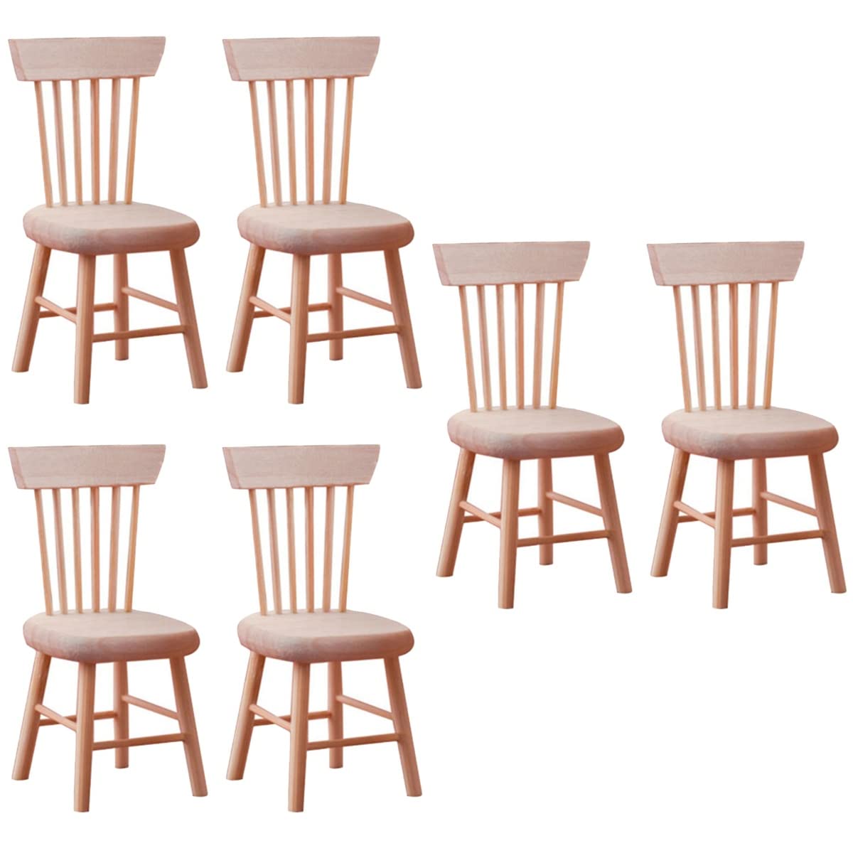 6PCS Dollhouse Chairs, 1/12 Scale Dollhouse Furniture - Wooden Mini Furniture Accessories, Tiny Mini Chair for Doll House, Fairy Garden, Photography Props,Home Decor & Christmas Party (1.6in*3.2in)