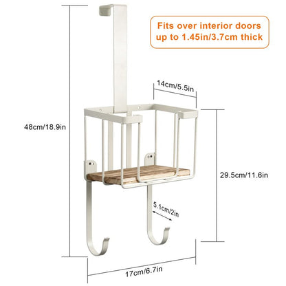 TJ.MOREE Over The Door/Wall Mount Ironing Board Hanger, Laundry Room Iron and Ironing Board Storage Holder, White