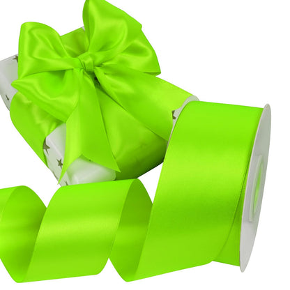 Simplegoal Double Face Lime Green Satin Ribbon 2 Inch X 50 Yards Polyester Ribbons for Gift Wrapping Fabric Ribbon for Crafts Flower Bouquet Sewing Arts Wedding Party Decoration…