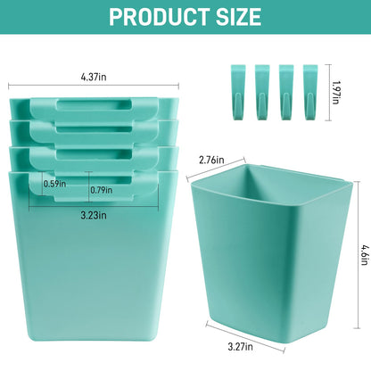 LEZIOA 5 Pack Hanging Cup Holders, Multipurpose Rolling Cart Accessories Utility Cart Accessories for Art Craft Supplies, Space Saving Hanging Storage Basket Pencil Holder Makeup Organizers (Blue)