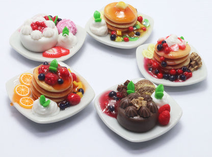 ThaiHonest 5 Dollhouse Miniatures Pancake & Cake Food Supply Handcrafted,Tiny Food