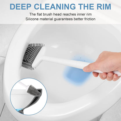 UBeesize Toilet Brush with Flexible Head, Silicone Bristles, Quick Drying Holder Set for Bathroom (15" X 4.5")