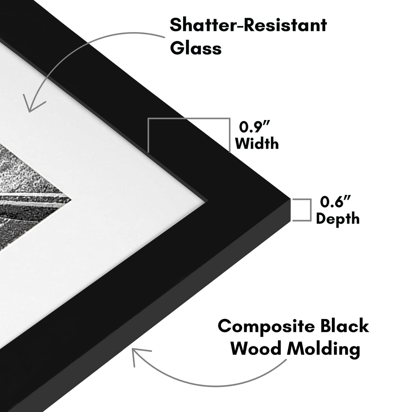 Americanflat 11x14 Picture Frame with Shatter-Resistant Glass - Use as 8x10 Frame with Mat or Display 11x14 Photo Without Mat - Signature Collection - Picture Frames for Wall Display - Black