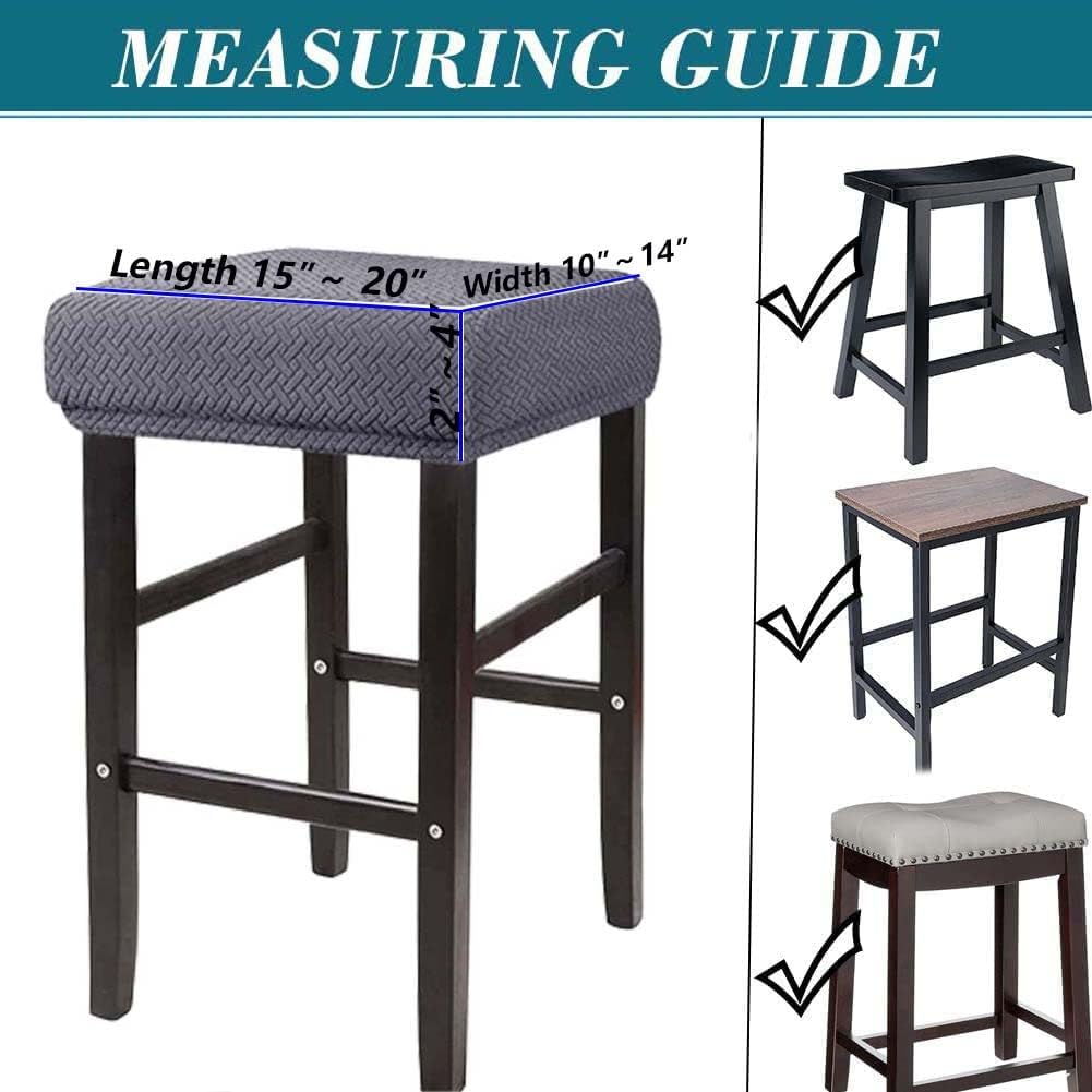 LIULIWEIFA Set 4/2/1 Counter 2pcs Bar Stool Covers Rectangle of Saddle Slipcover Cushion Stretch Vanity Cover Washable