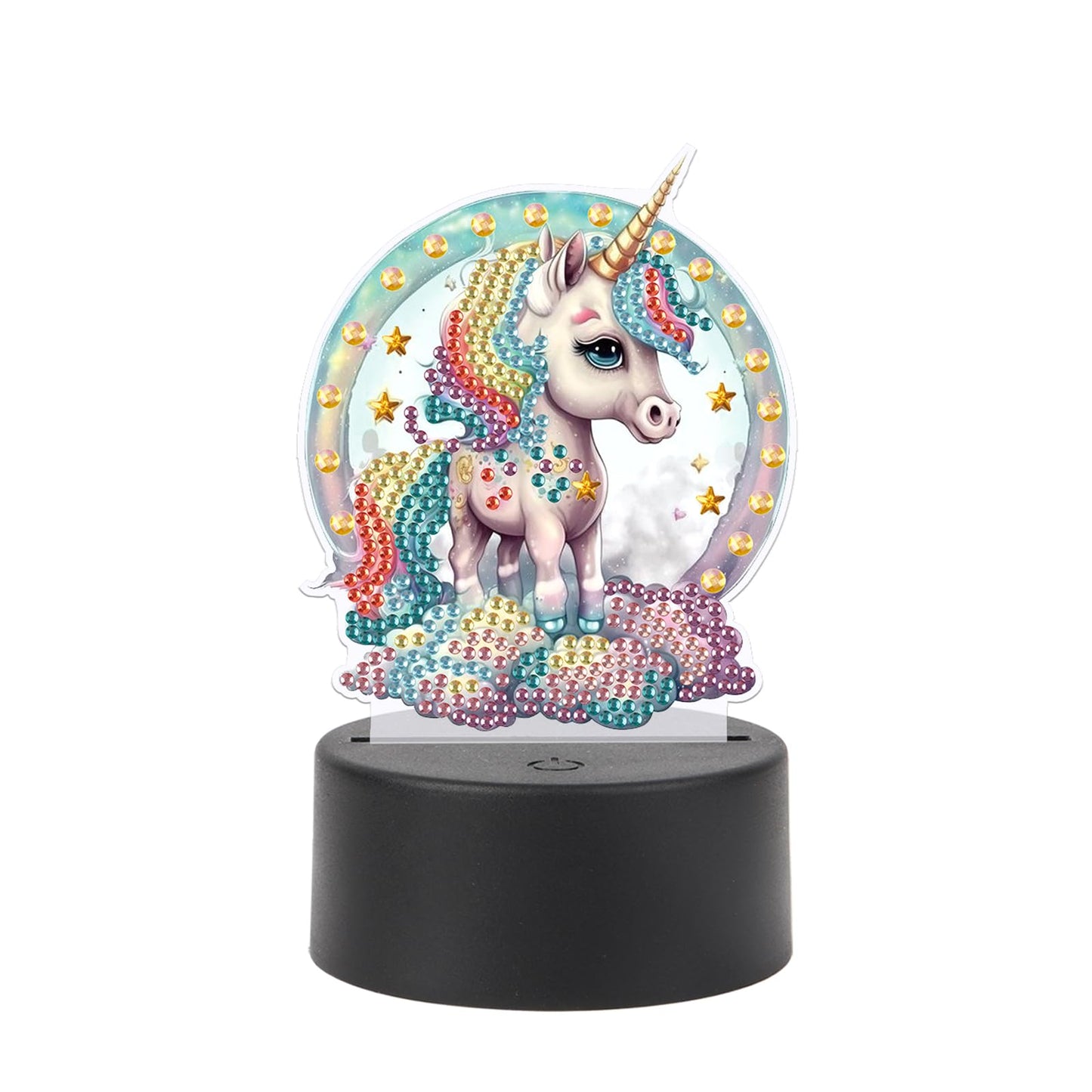 JISHSHAY Diamond Painting Night Light Diamond Art Table Lamps Gem Art LED Lights Gem Painting Desk Lamp Mosaic Kits for Adults DIY Kits for Adults Paint by Numbers,with Special Shaped Crystal,Unicorn