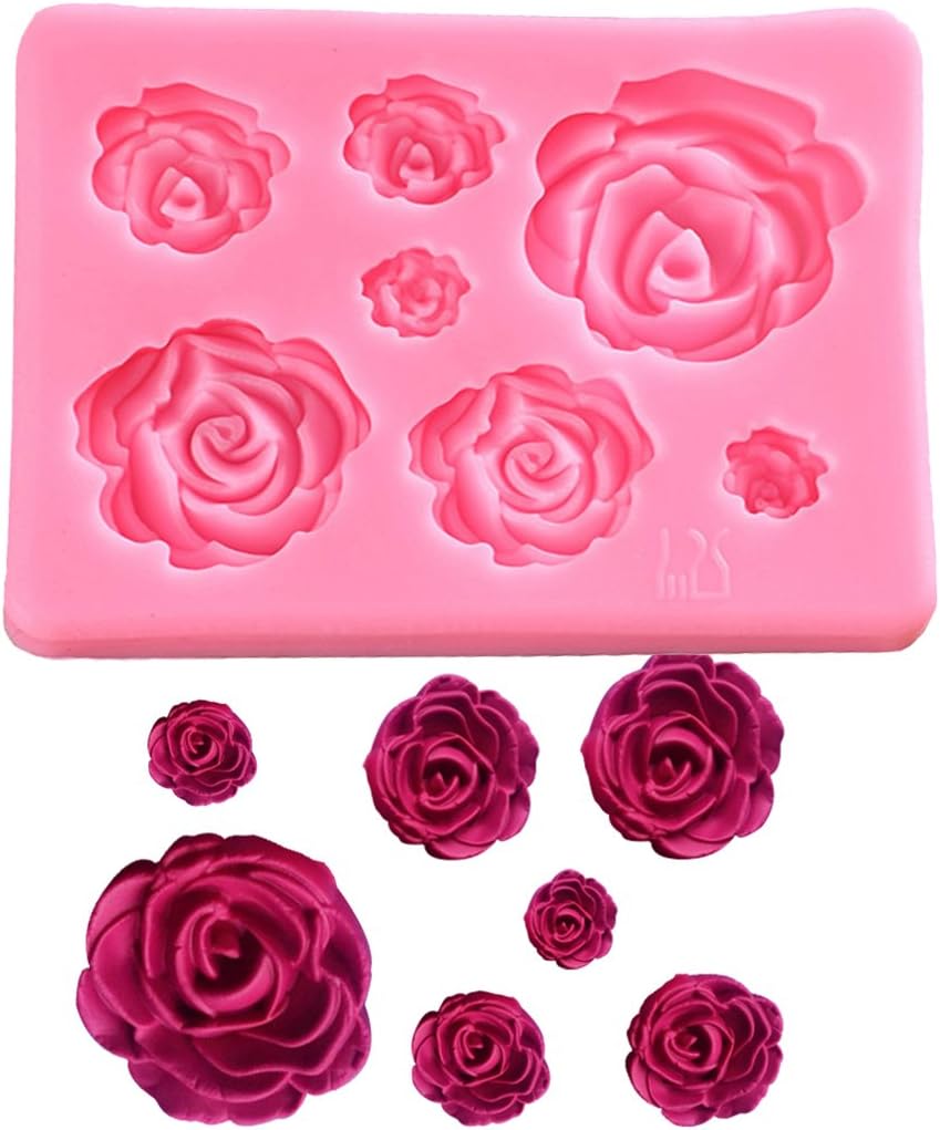 SaSa Design Rose Silicone Mold, Small Soap Clay Fimo Chocolate Baking Tool for Cake Decoration