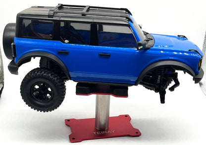 TEIRAY RC Car Work Stand Mat Repair Workstation Aluminum 360 Rotation Height Body Mounts for 1/16 1/18 1/24 SCX24 TRX4M Scale Cars Trucks RC car Display Stand (red)