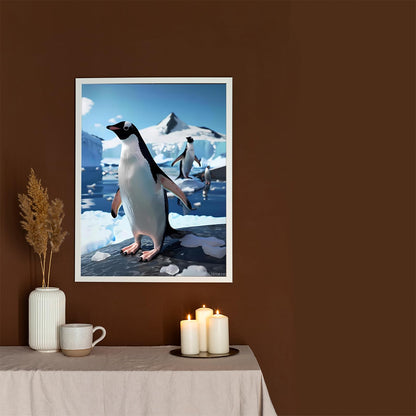 EATUKYIC 5D Adult Diamond Painting Kit Penguins on The Glacier Diamond Painting Full Diamond Gemstone Painting Suitable for Relieving Emotions Penguin Diamond Dots Art Crafts 12x16 inch