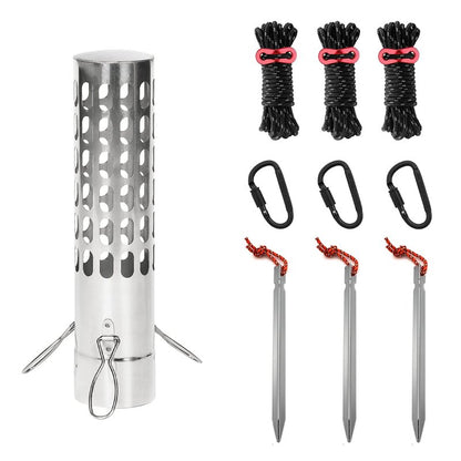 FIREHIKING Spark Arrestor 2.36" Stove Pipe with Ground Nail Wind Rope Carabiner Chimney Rain Cap