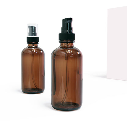 12Pack 120ml Amber Glass Pump Bottle with Pump Dispenser,4oz Small Dispenser, Travel Size Refillable Botttles for Lotions,Sercums,Essential Oils