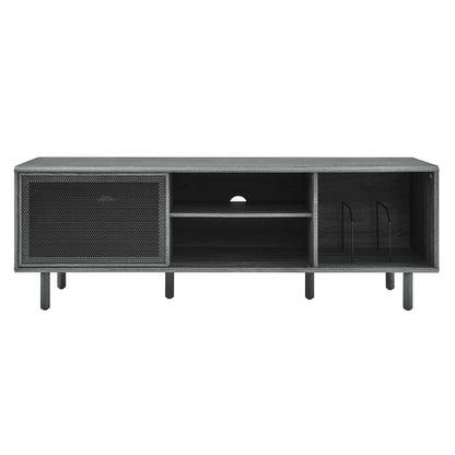 Modway Kurtis TV and Vinyl Record Stand, Charcoal