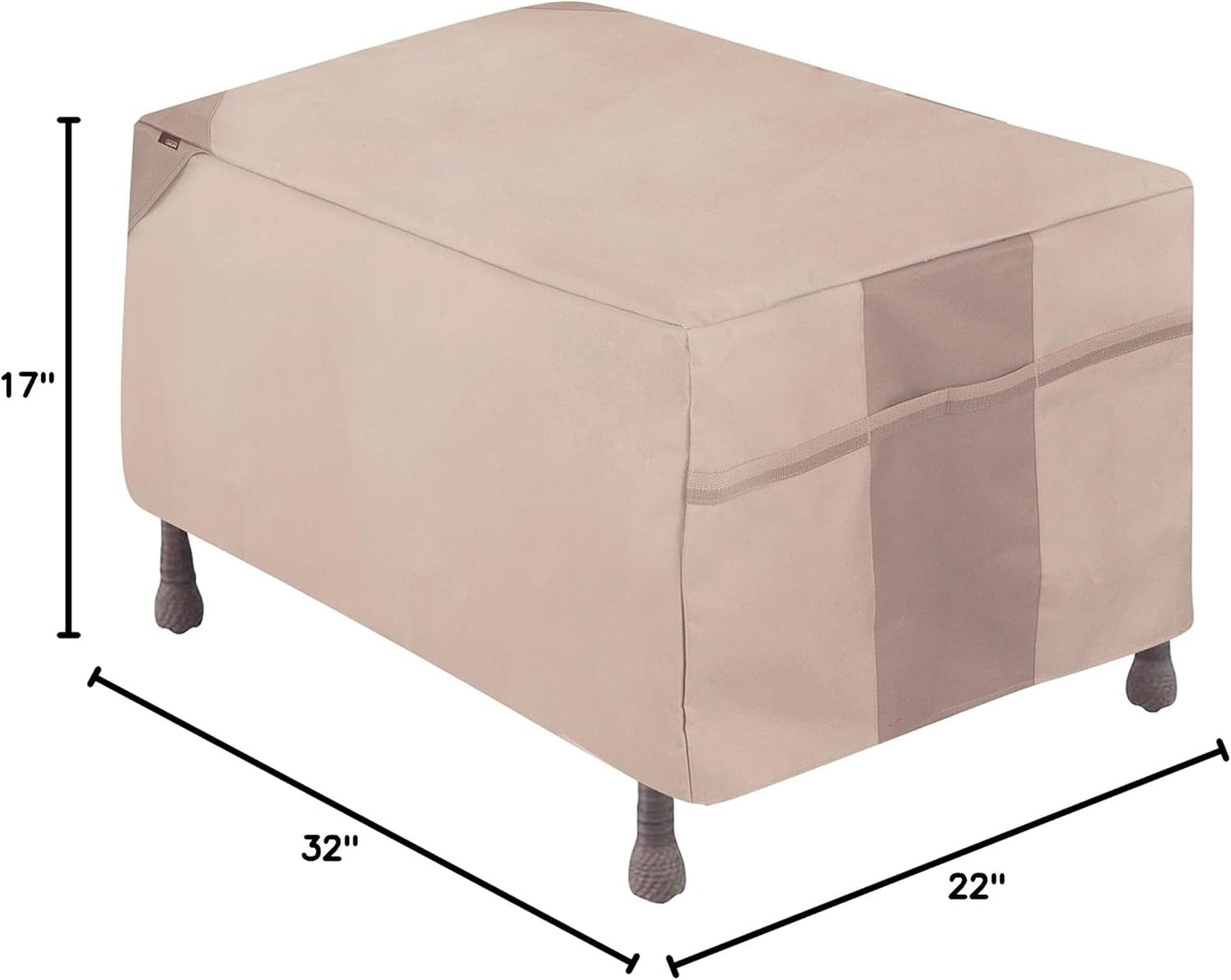 32" 22" 17" Modern Leisure Monterey Patio Ottoman/Side Table Cover - Water-Resistant Fabric - Heavy-Duty Protection