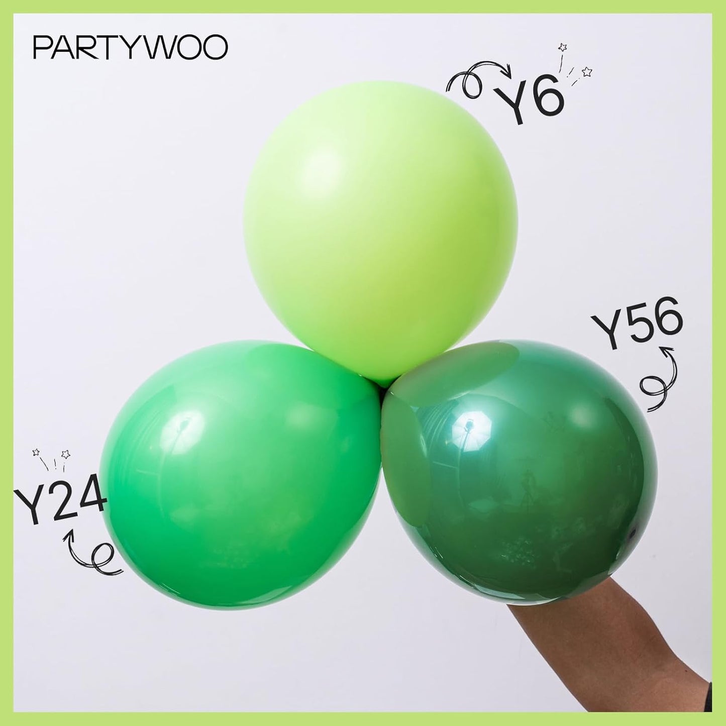 PartyWoo Lime Green Balloons - 100pcs 12 Inch Light Green Latex Helium Balloons for Celebrations