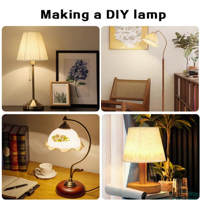 Asjeumt Lamp Rewire Kit Make a Lamp Repair Kits E26 Light Socket Matching Cord Wire Harp Making Supplies Set Lamp Wiring Kit for Table Floor Lamp with All Parts Needed for DIY Lamp - Antique Gold