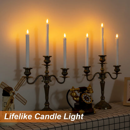 Homemory 24 Pcs White Flameless Taper Candles with Remote Timer, Lifelike Taper Candles Battery Operated with Flickering Light, Plastic, Led Candlesticks, Christmas Home Wedding Decor, 9.6 Inches