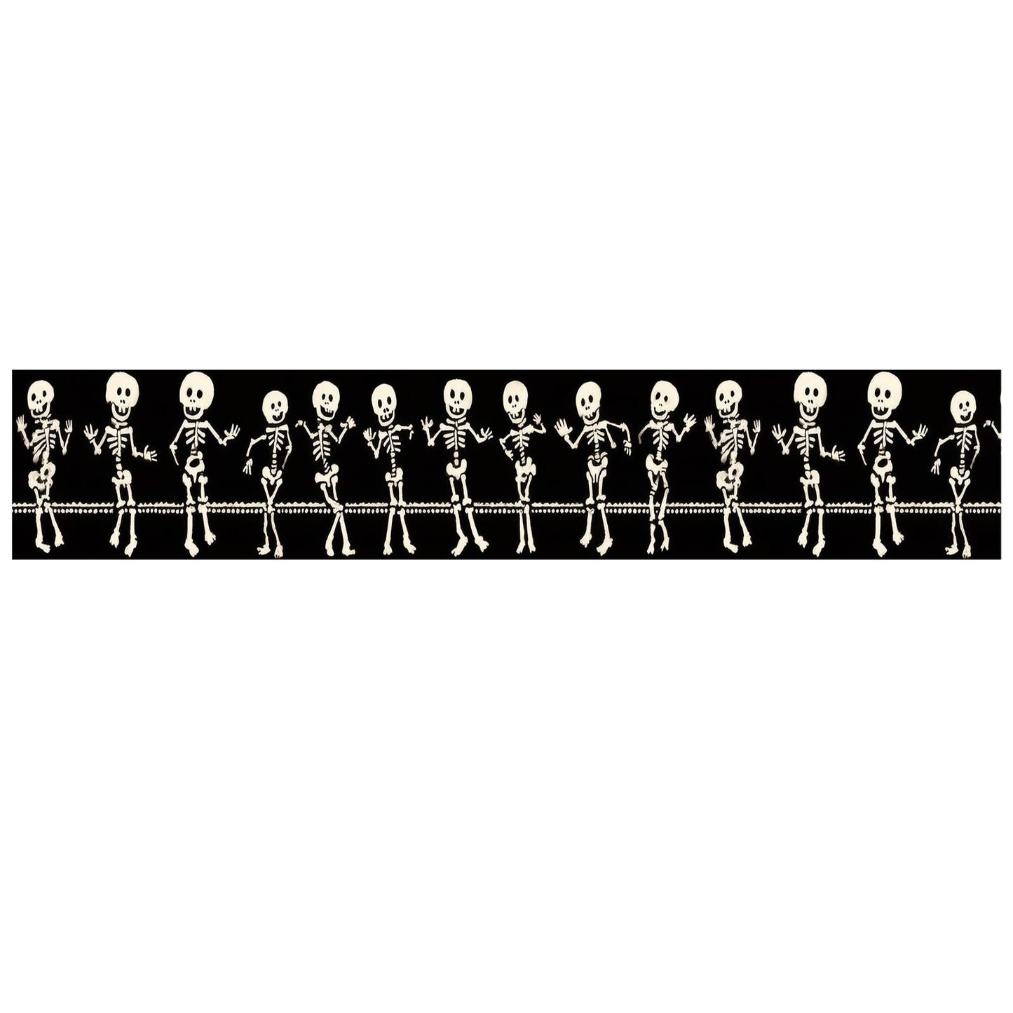 IOHEFY Skeleton Halloween Wallpaper Border 196x4 Inch Removable Wall Border Peel and Stick Dancing Bones Design for Bedroom Bathroom Living Room Kitchen Wall Trim Decor Spooky Gothic Holiday Style