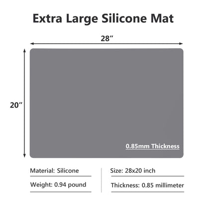 Gartful Extra Large Silicone Mats for Countertop, 28" by 20" Multipurpose Mat, Counter Table Protector, Desk Saver Pad, Placemat Nonstick Nonskid Heat-Resistant Pad, Dark Gray