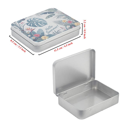Goodma 12 Pack Empty Rectangular Silver Metal Tins Storage Organizer Gift Boxes with Hello Summer Themed Image Pattern on the Lid, 4.5 x 3.3 x 0.9 inch