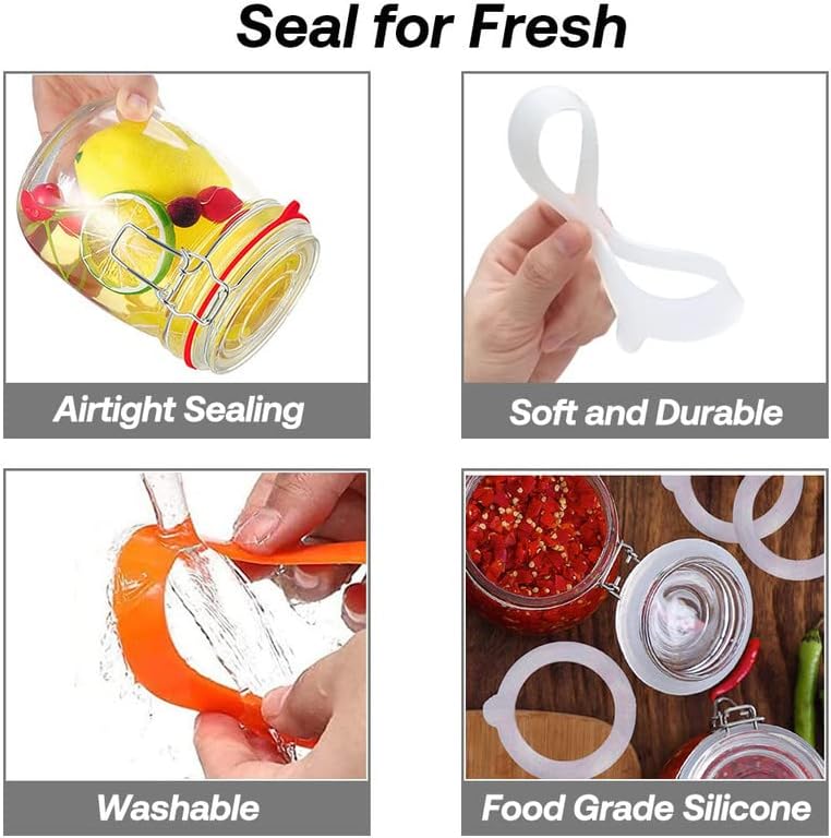 Silicone Replacement Gasket - Airtight Rubber Seals for Mason Jar Lids, Leak-Proof Canning Seals, 10pcs White