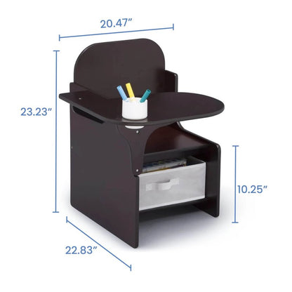 Delta Children MySize Chair Desk with Storage Bin + MySize Deluxe Toy Box, Dark Chocolate (Bundle)