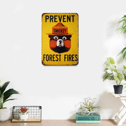 CCPARTON Smokey Bear Prevent Forest Fires Metal Tin Sign, Retro Wall Decor 8x12 Inch