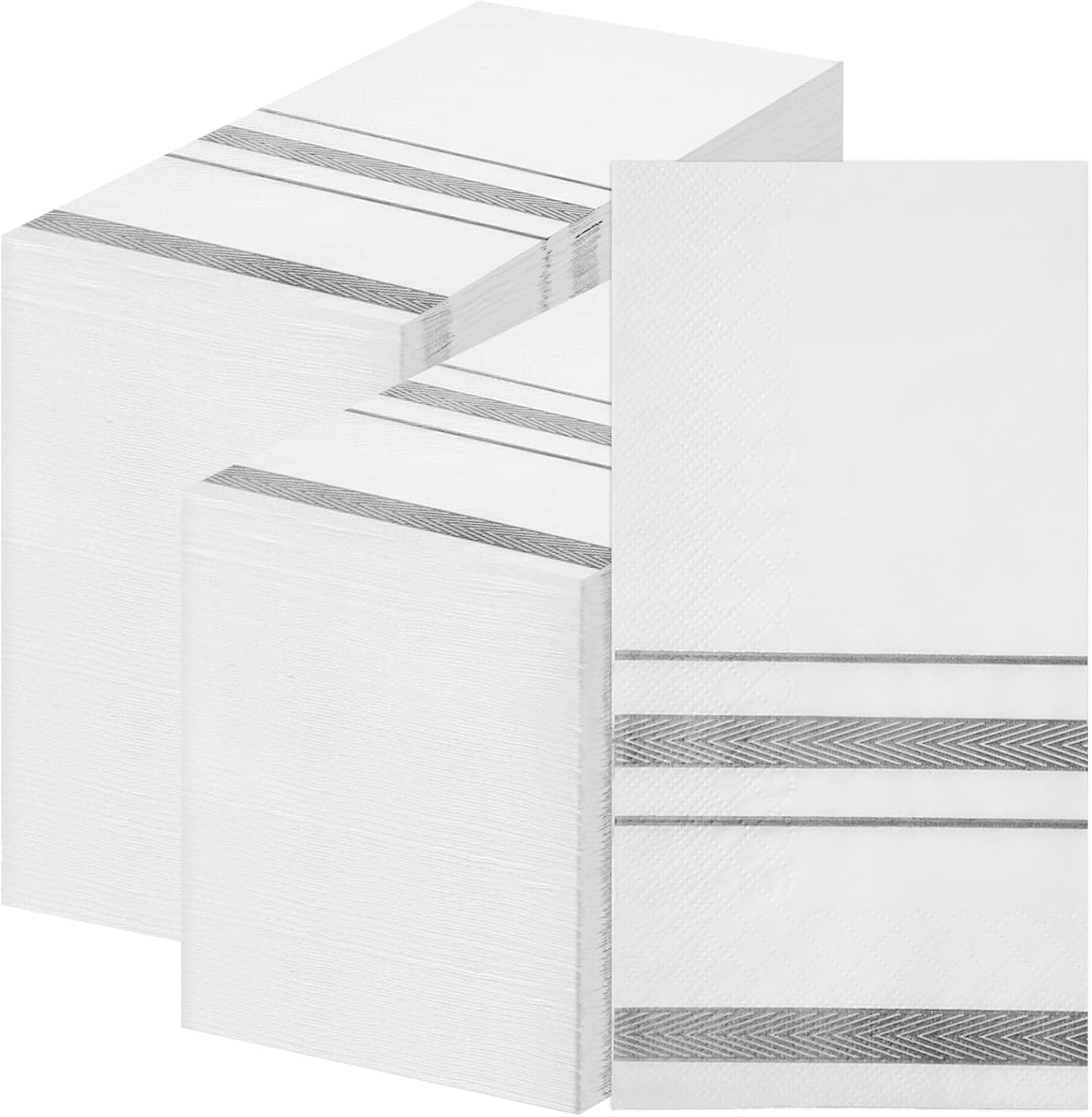 200 Pack 16" 16" Teling Disposable Hand Towels for Bathroom, Soft and Absorbent Paper Guest Towel Cloth Like Silver