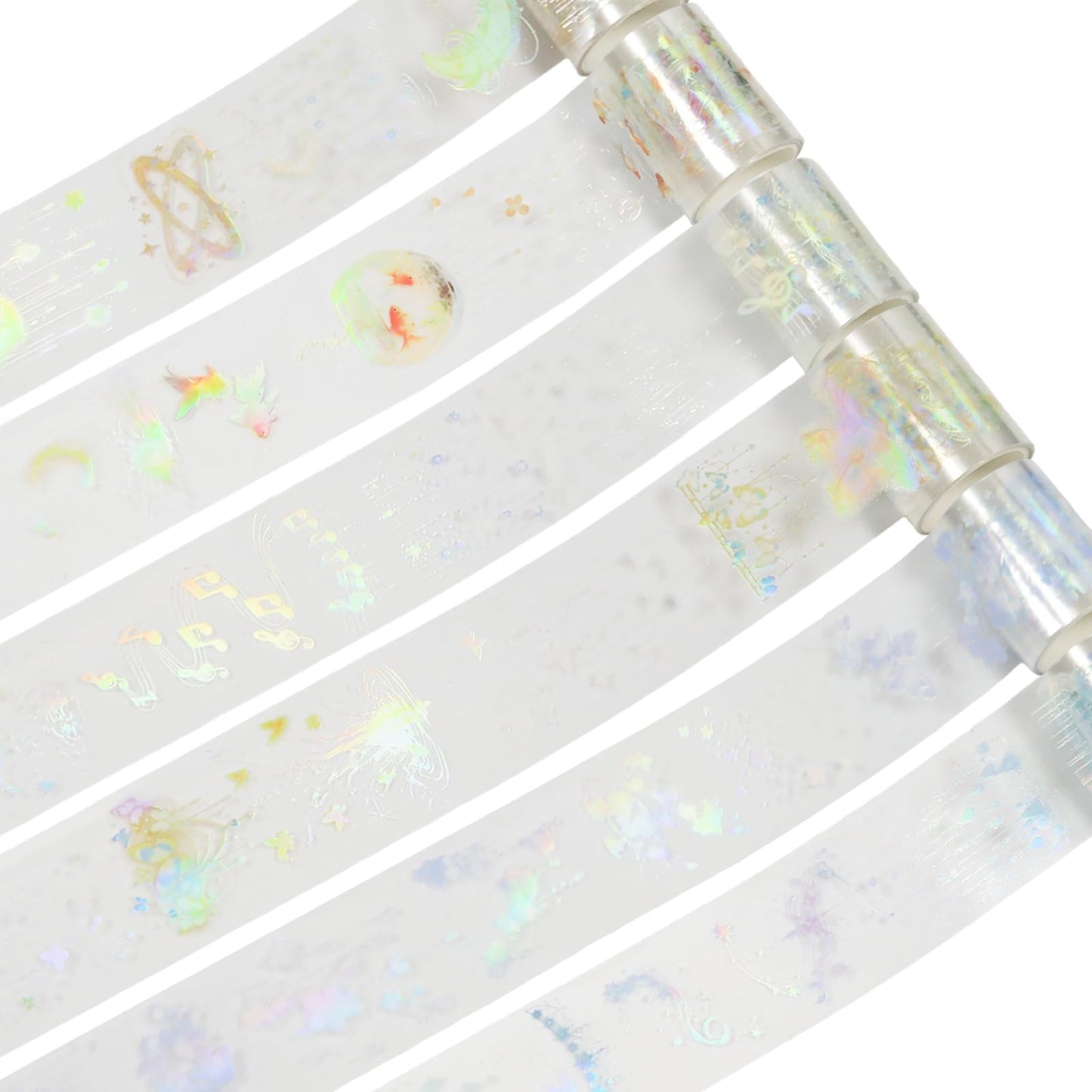 Wuyituart 6 Rolls Transparent PET Tape Set, Self-Adhesive PET Tape Stickers for Journaling Scrapbooking DIY Craft, Rainy Night Decorative Adhesive Tapes