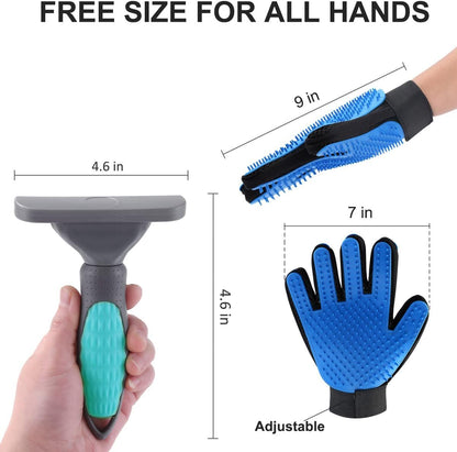 Dog Brush for Shedding Short Haired Dogs, Undercoat Deshedding Tool Set, Gently and Effectively Remove Loose Hair and Reduce Shedding, Includes a Brush and a Double-sided Silicone Glove