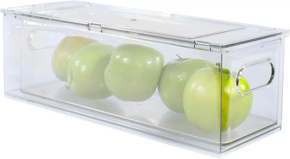 Stackable Refrigerator Organizer Bins - Pull Out Drawers with Handles for Vegetable and Fruit Storage, 3 Liter Plastic