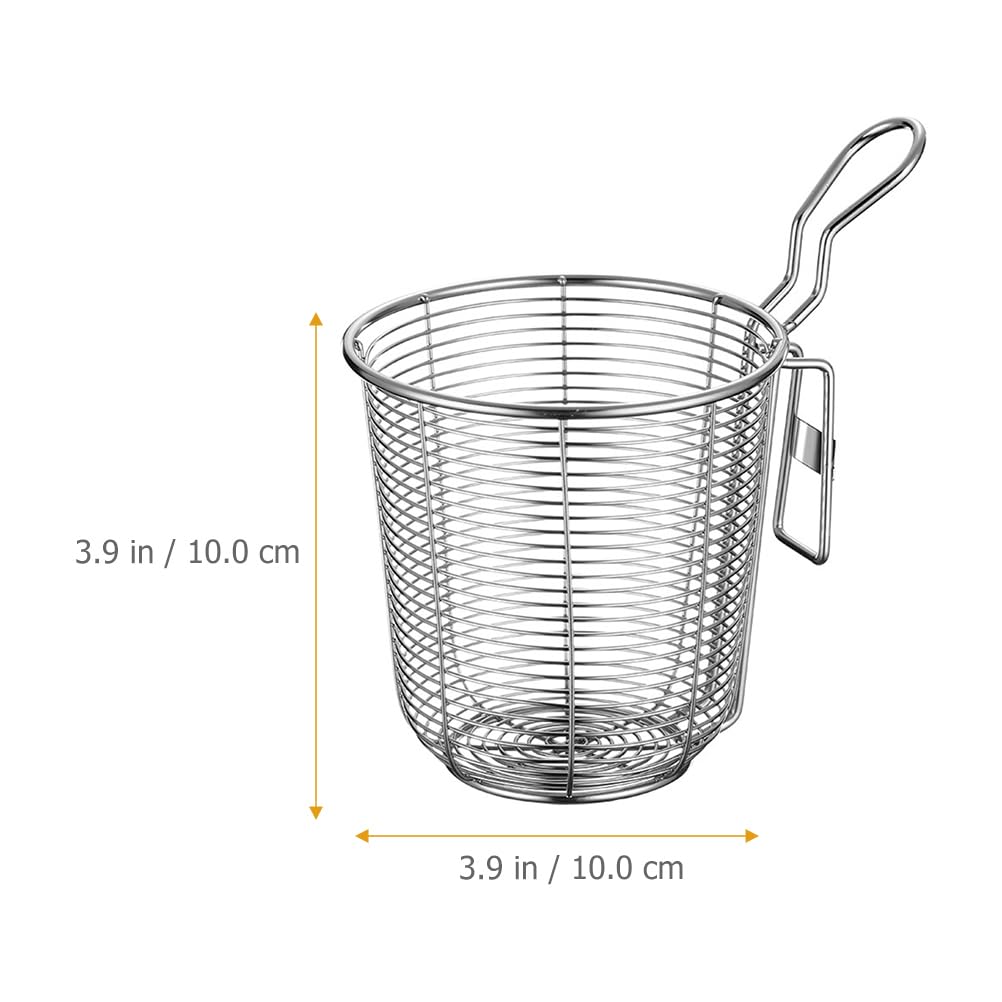 PRETYZOOM Stainless Steel Noodle Strainer with Heat-Resistant Mesh 3.85X3.85X3.74In Hot Pot Colander for Ramen and Pasta Cooking Kitchen Supply