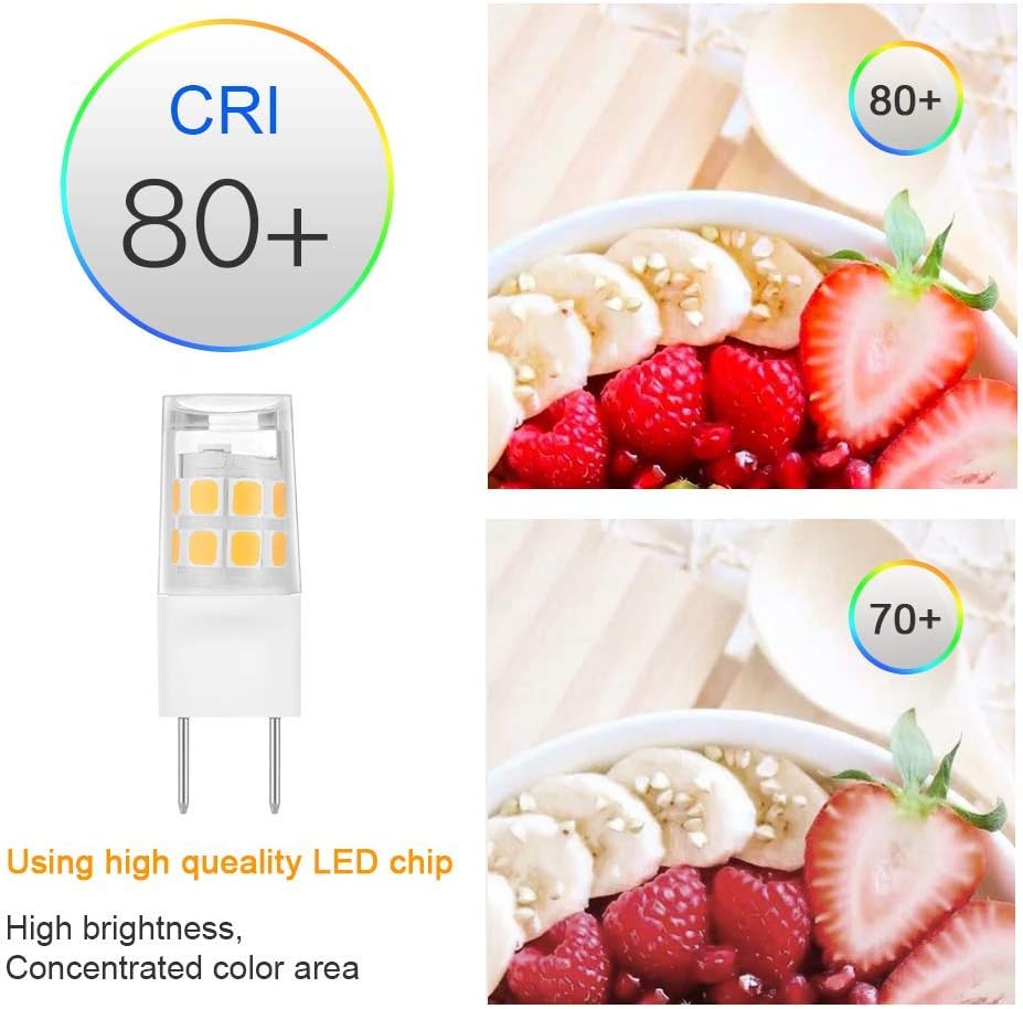 5 Pack-T4 JCD Bi-Pin G8 2Watt LED Light Bulbs, Warm White JCD Type T4 G8 Under Cabinet Puck Lamp for Kitchen Lighting