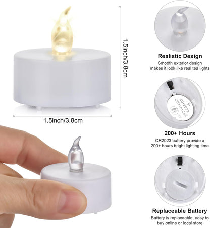 LED Tea Lights Candles- 24PACK Warm Yellow Flameless Candles Realistic and Bright Flickering Long Lasting 200Hours for Holiday Celebration,Party,Home Decoration,Battery Operated