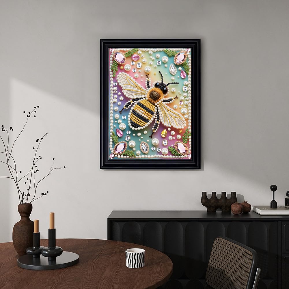 DPDAKIT Bee Pearl Diamond Painting Kits for Adults, 5D Pearl Diamond Art Kits for Adults Beginner, DIY Diamond Dots Gem Art Craft for Home Decor 12x16 inch