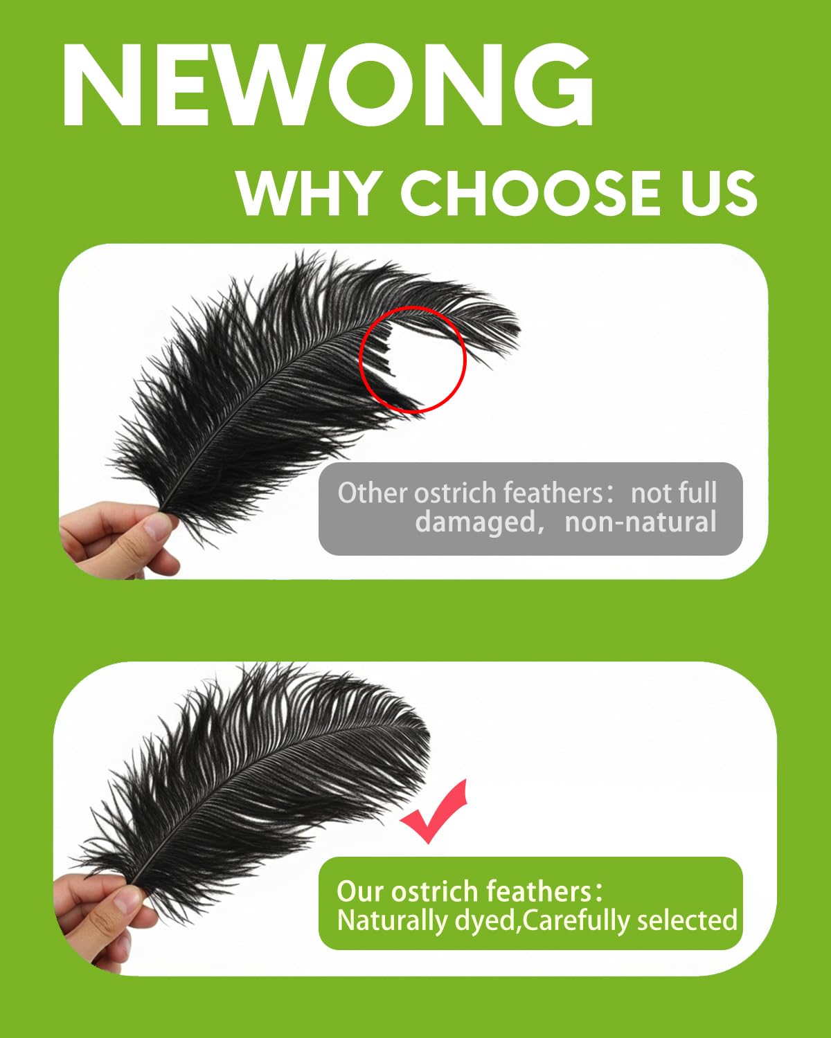 NEWONG 30pcs Black Ostrich Feathers Natural Bulk 9-12inch(23-30cm) Vase Craft Wedding Home Party Centerpieces Christmas Day Decoration