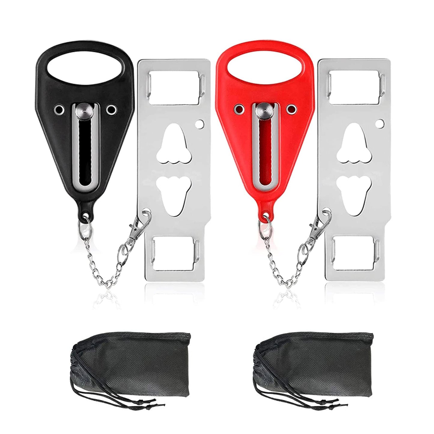 Portable Door Lock, Door Chains Security, Pack of 2 Travel Lock Security Lock, Home Door Additional Lock, Black and Red
