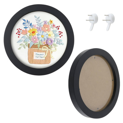 Crapyt 2 PCS Embroidery Frame Wood Embroidery Frame Round Cross Stitch Hoop for Cross Stitch and Artwork Displays 8.15" Finished Cross Stitch Hoop Frame