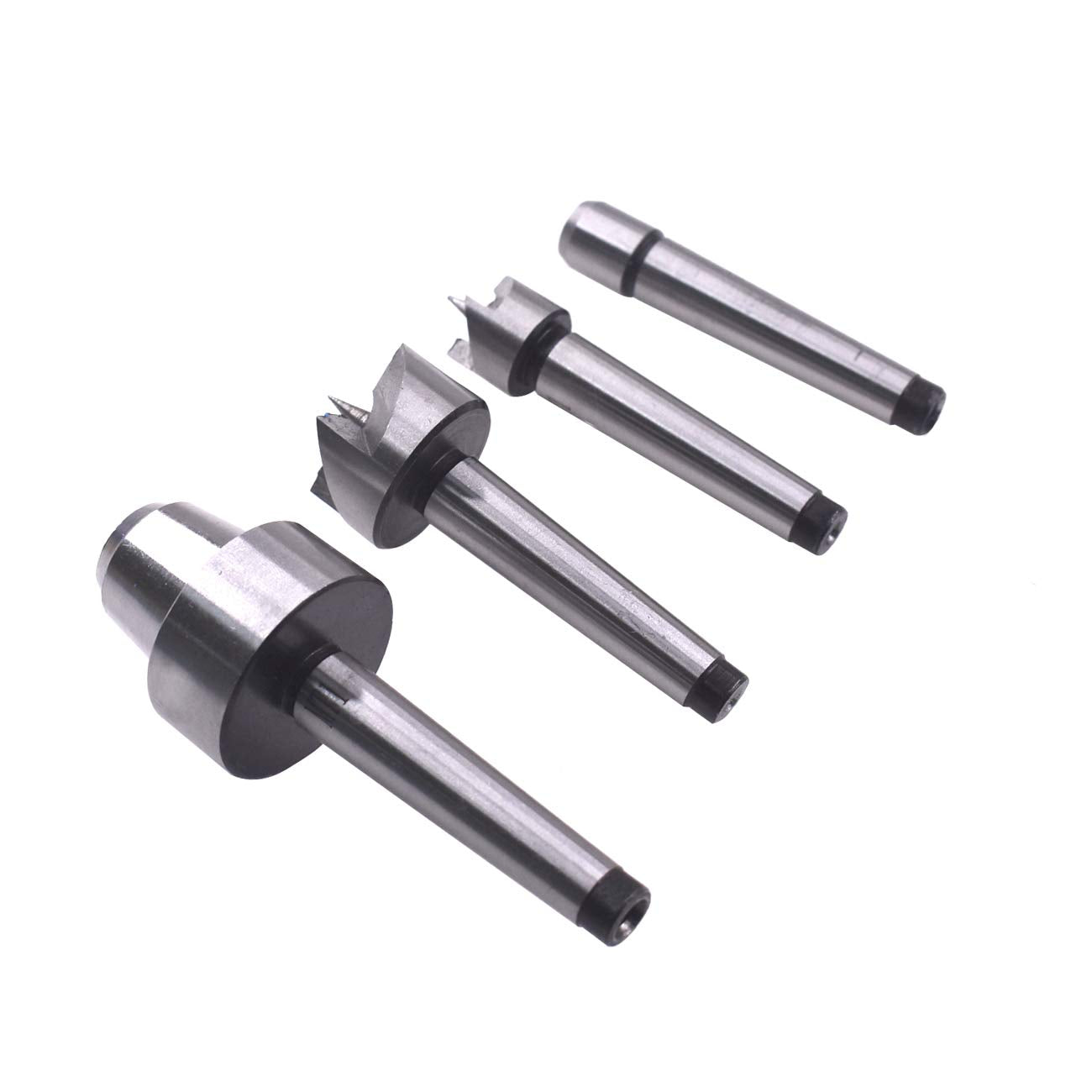 HGC 4 Pcs MT1 Steel Wood Lathe Live Center Drive Spur Cup Arbor with Wood Case