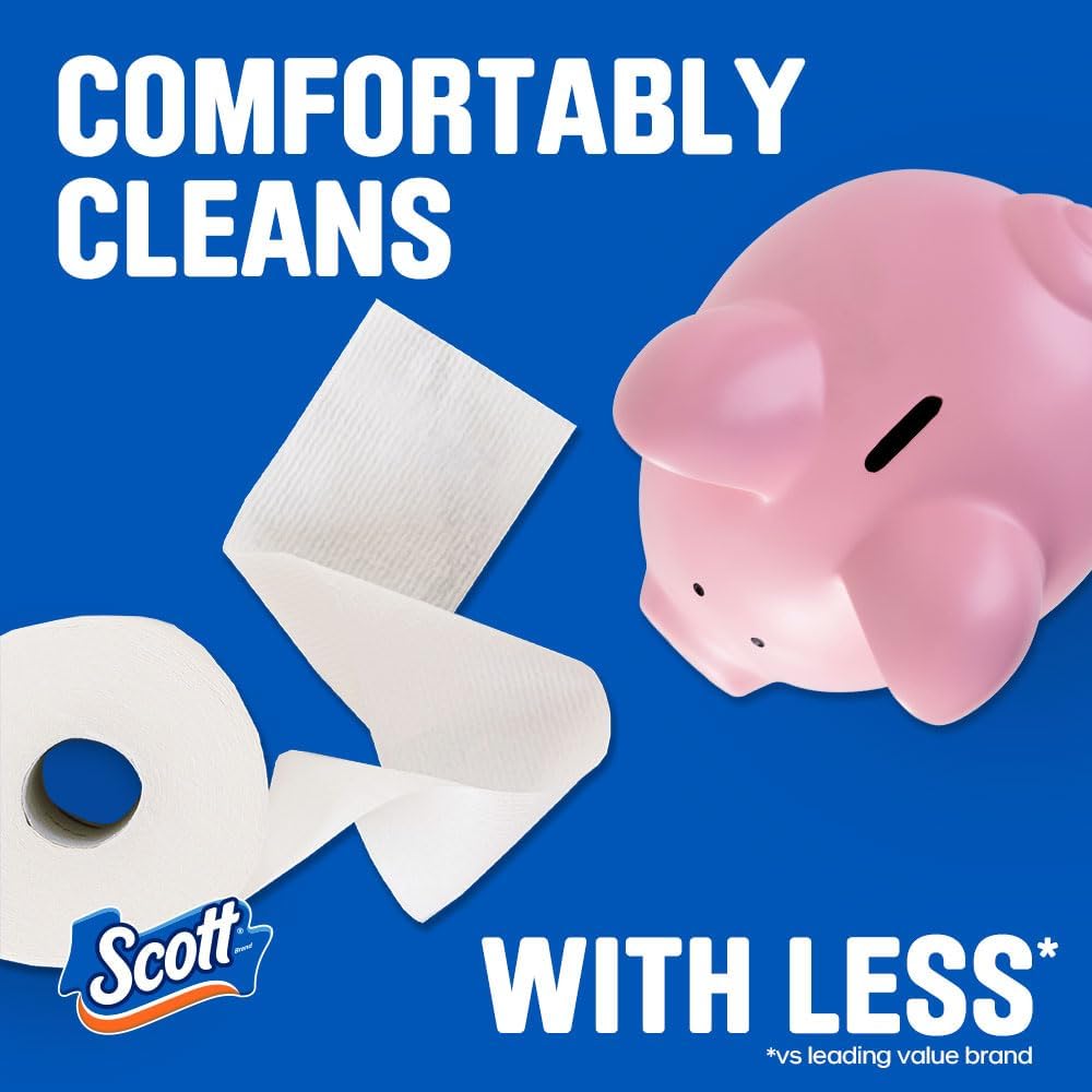 Scott ComfortPlus Toilet Paper - 48 Triple Rolls | 231 Sheets Each | Septic-Safe 1-Ply Tissue