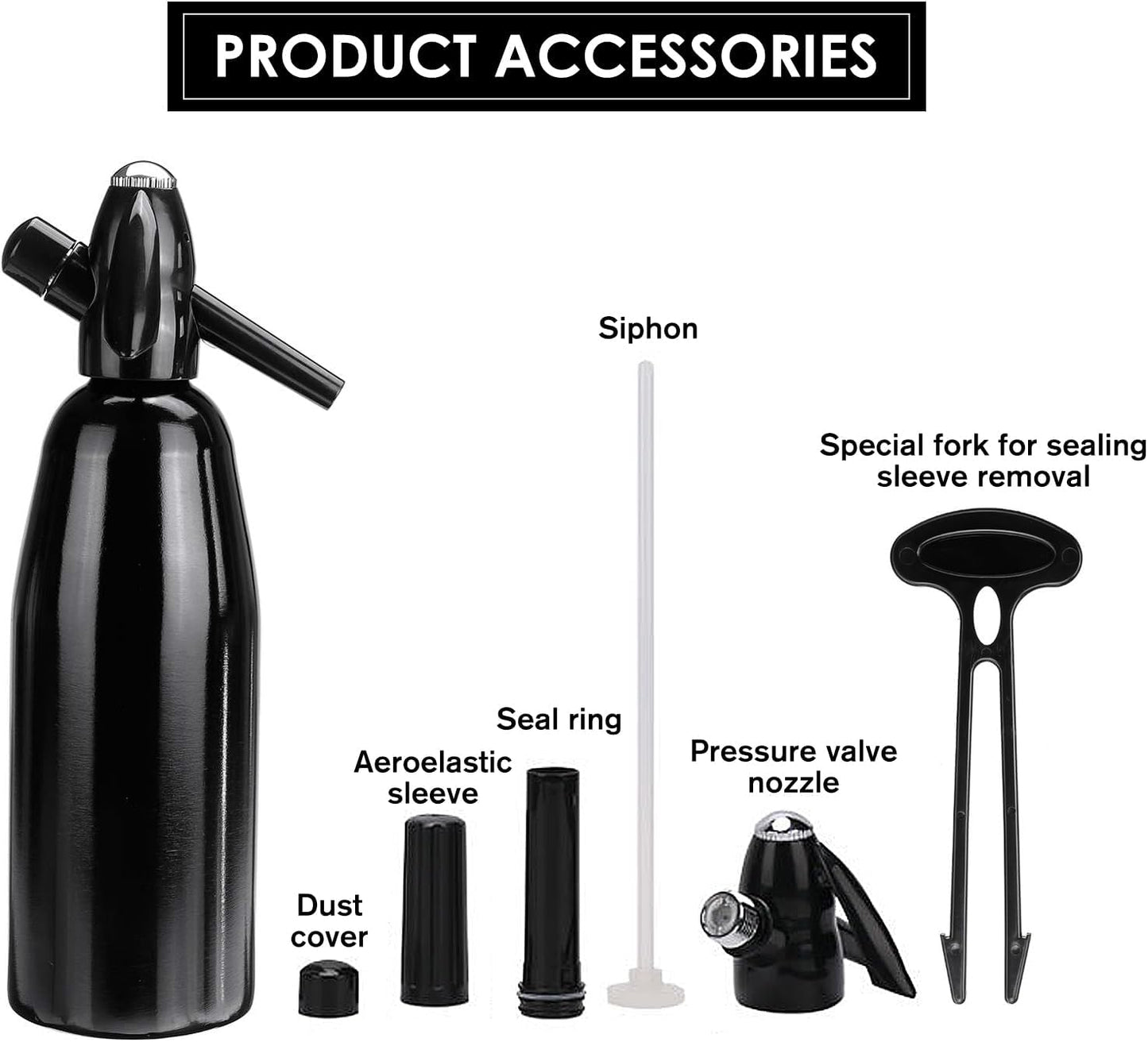 1L 8 CO2 Soda Siphon, Carbonated Water Machine, Soda Maker, Portable Aluminium Sparkling Water Maker for Home Bar