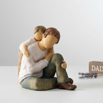 NAN ZAI NAN FANG Father Daughter Figurine - Personalized Resin Sculpture | 4.7" Hand-Painted Gift for Dad