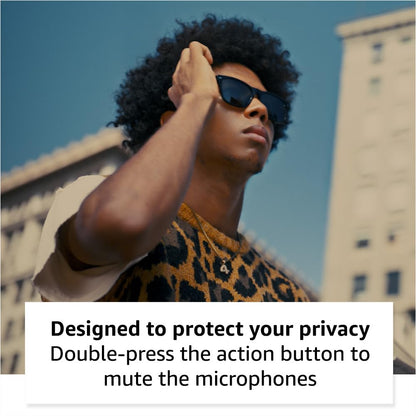 Amazon Echo Frames, an Alexa device (newest model), Smart glasses with Alexa, Modern Rectangle frames in Charcoal Gray with polarized sunglass lenses