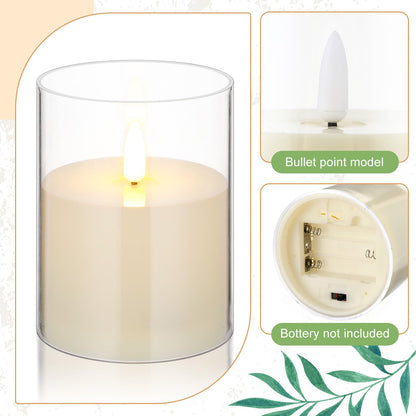 Yunlly 32 Pcs Rose Candle Rings with Flameless Candles Sets, Artificial Flower Eucalyptus Wedding Centerpiece 3 Inch Pillar Candleholders Wreaths for Wedding Party Mother's Day (Champagne)
